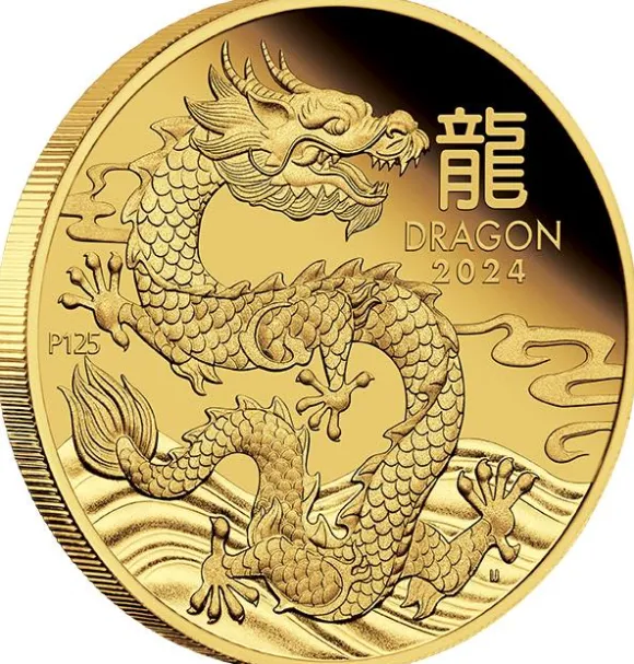 Lunar 3 - Drache - 1 Oz Gold Proof 2024 + Box + COA