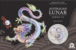Lunar 3 - Drache 1 Oz Silber farbig - ANDA Brisbane 2024 im Blister*