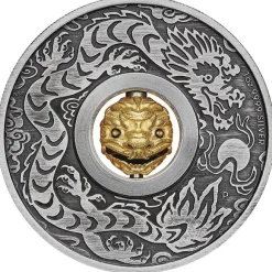 Lunar 3 - Drache - Rotating 1 Unze Silber Antik + Box +COE 2024*