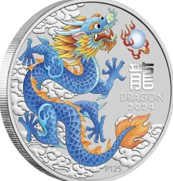 Lunar 3 - Drache - Ten-Coin Set 1/2 Oz Silber farbig / vergoldet 2024 + Box + Zertifikat*