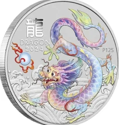Lunar 3 - Drache - Ten-Coin Set 1/2 Oz Silber farbig / vergoldet 2024 + Box + Zertifikat*