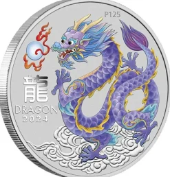 Lunar 3 - Drache - Ten-Coin Set 1/2 Oz Silber farbig / vergoldet 2024 + Box + Zertifikat*