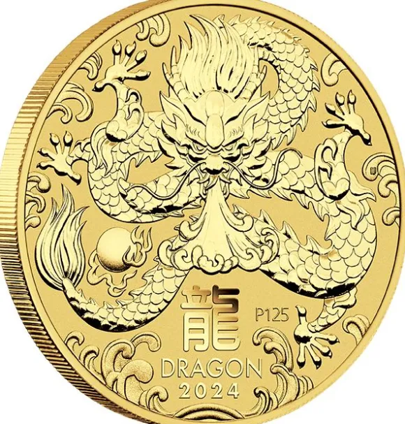 Lunar 3 - Drache - Ten-Coin Set 1/2 Oz Silber farbig / vergoldet 2024 + Box + Zertifikat*