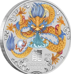 Lunar 3 - Drache - Ten-Coin Set 1/2 Oz Silber farbig / vergoldet 2024 + Box + Zertifikat*