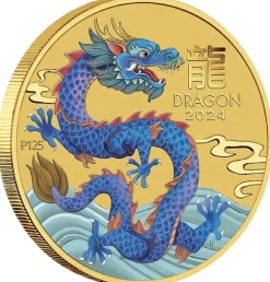 Lunar 3 - Drache - 1/10 Unze Gold farbig 2024