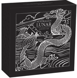 Lunar 3 - Drache - 2 Unzen Silber Antik + Box + COA-