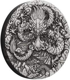 Lunar 3 - Drache - 2 Unzen Silber Antik + Box + COA-