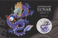 Lunar 3 - Drache - 1 Unze - Purple Dragon - coloriert 2024 im Blister*
