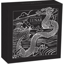 Lunar 3 - Drache - 1 Unze Silber - gilded - 2024 + Box + COA*