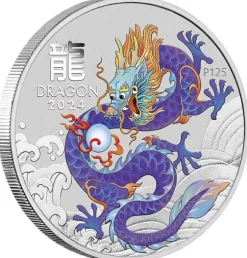 Lunar 3 - Drache - 1 Unze Silber lila / purple 2024*