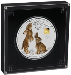 Lunar 3 - Hase - 1 KG Silber Privy Mark Gold 2023 + Box + COA*
