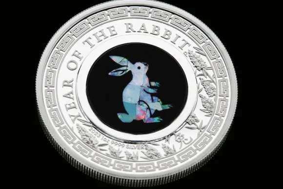 Lunar - Hase - Opal - 1 Unze Silber 2023 + Box +COA*