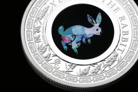 Lunar - Hase - Opal - 1 Unze Silber 2023 + Box +COA*