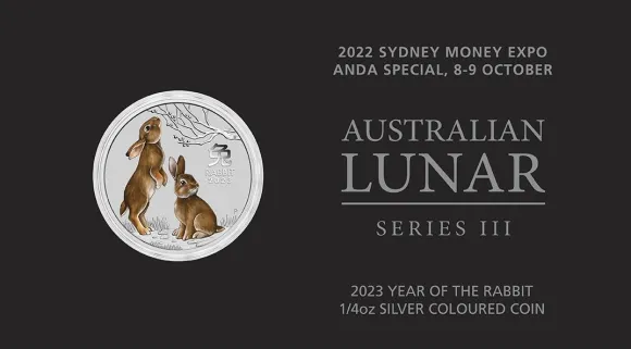 Lunar 3 - Hase - 1/4 Oz Silber farbig - Sydney Expo Special - 2023*