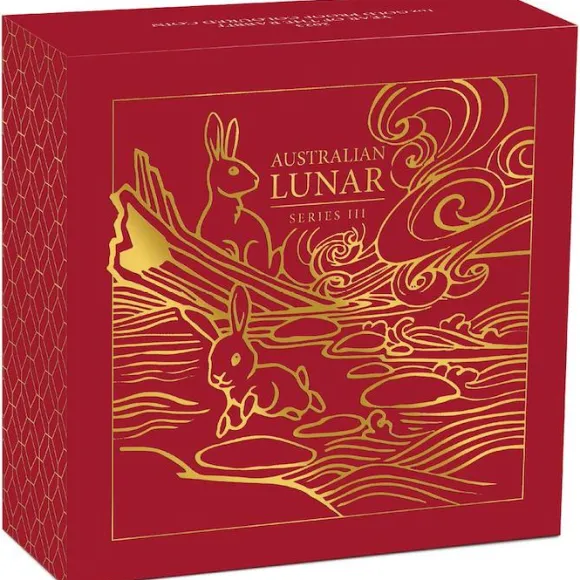 Lunar 3 - Hase - 1 Unze Gold Proof farbig + Box +COA