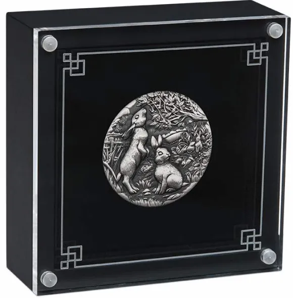 Lunar 3 - Hase - 2 Unzen Silber Antik + Box + COA*