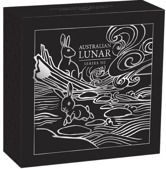 Lunar 3 - Hase - 2 Unzen Silber Antik + Box + COA*