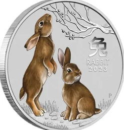 Lunar 3 - Hase - 1/2 Unze Silber farbig 2023
