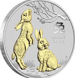 Lunar 3 - Hase - 1 Unze Silber gilded (ohne Box) + Zertifikat*