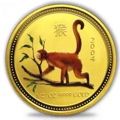 Lunar I Affe 1/4 Oz Gold farbig 2004