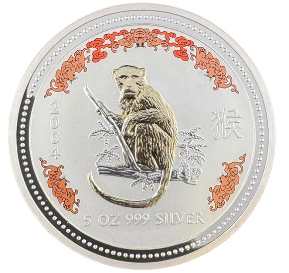 Lunar I - Affe - 5 Oz Silber vergoldet farbig 2004*