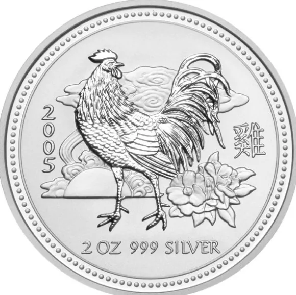 Lunar I Hahn 2 Oz Silber 2005*