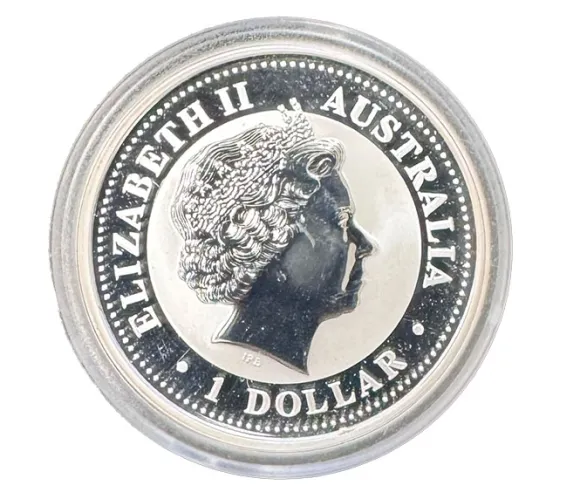 Lunar I - Hahn - 1 Oz Silber gilded farbig 2005*