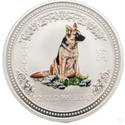 Lunar I Hund 1/2 KG Silber farbig 2006 *