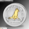 Lunar I - Hund - 1 Oz Silber vergoldet 2006 +Box +COA*