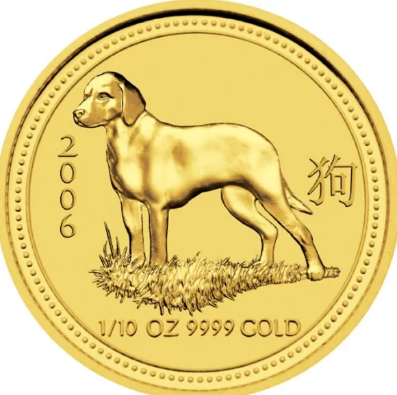 Lunar I - Hund - 1/10 Unze Gold 2006