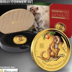 Lunar II - Affe - 1 Oz Gold Proof farbig + Box + COA