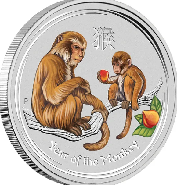 Lunar II Affe 1 Oz Silber farbig 2016*