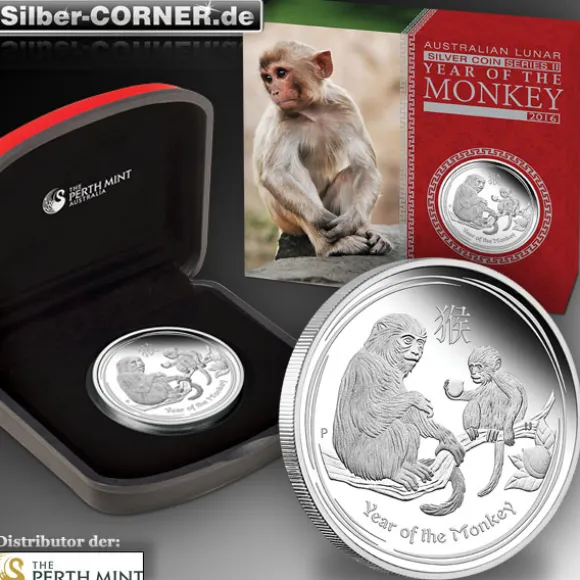 Lunar II Affe 1/2 Oz Silber Proof Coin + Box+ CoA 2016*