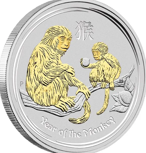 Lunar II Affe Typeset Silber 2016 +Box +COA*