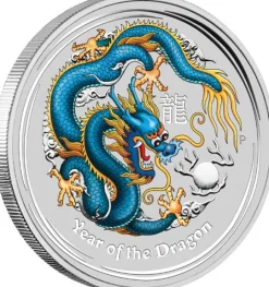 Lunar II Drache Blau 1 Oz Silber 2012*