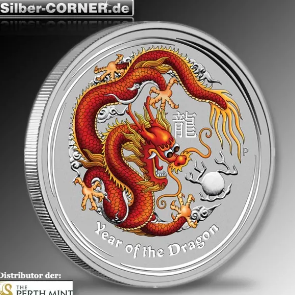Lunar II Drache 1/2 Oz Silber farbig 2012*