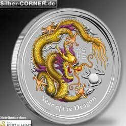 Lunar II Drache 1 Oz Silber gelb / yellow 2012*