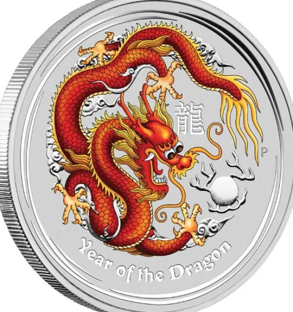 Lunar II - Drache - Typeset Silber 2012 +Box +COA*
