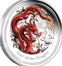 Lunar II Drache 1 Unze Silber Proof farbig 2012 +Box +COA*