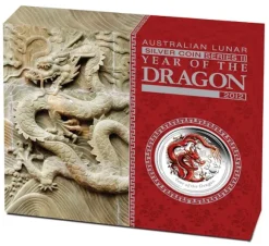 Lunar II Drache 1 Unze Silber Proof farbig 2012 +Box +COA*