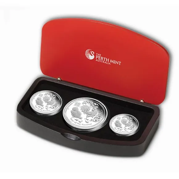 Lunar II - Hahn - 3 Coin Set Silber Proof 2017 +Box +COA*