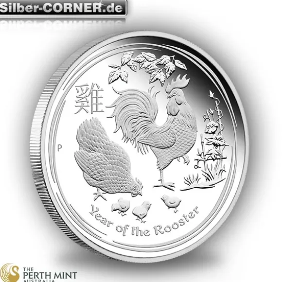 Lunar II - Hahn - 1/2 Oz Silber Proof 2017 +Box +COA*