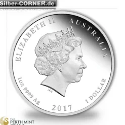 Lunar II - Hahn - 1 Oz Silber 2017 Proof +Box +COA *
