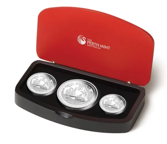 Lunar II Hase 3-Coin Set Silber Proof 2011 +Box +COA*
