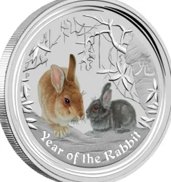 Lunar II - Hase - 1 Oz Silber farbig 2011*