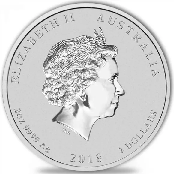 Lunar II Hund 2 Oz Silber 2018 - farbig -*