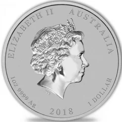 Lunar II - Hund - 1 Oz Silber farbig 2018 *