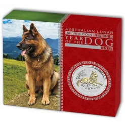 Lunar II - Hund - 1 Oz Silber gilded 2018 + Box + CEO*