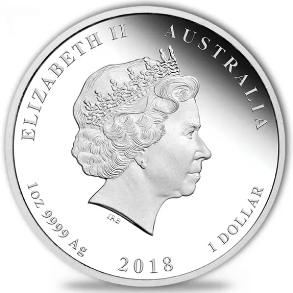Lunar II - Hund - 1 Oz Silber Proof - farbig - 2018 Box + COA*