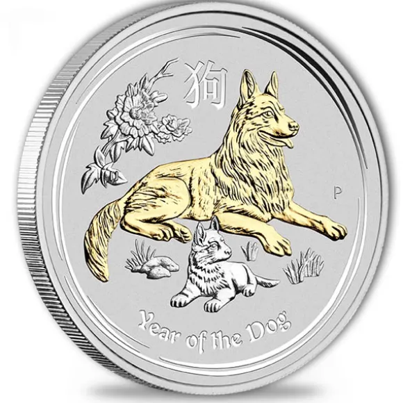 Lunar II - Hund - Typeset 4 x 1 Oz Silber 2018 +Box +COA*
